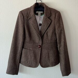 Never worn, LL Bean light brown, wool, herringbone Bolero jacket.
